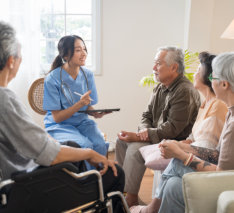 group of people talking