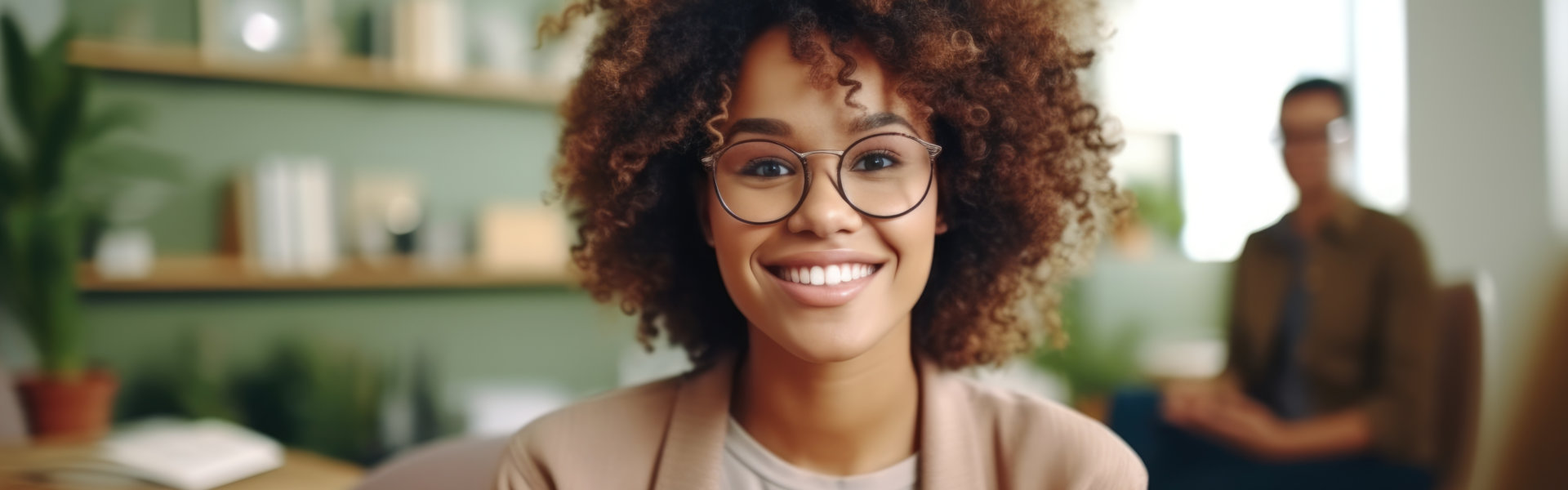 psychologist sitting arms crossed looking at camera