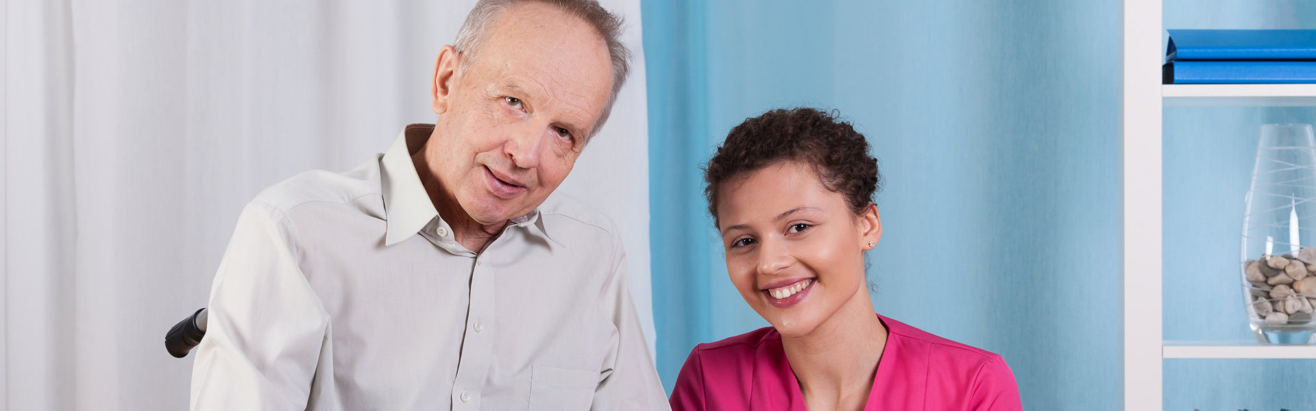 men and his nurse in a hospice